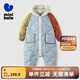 迷你巴拉兒童連體羽絨服男女童厚款保暖連帽防風(fēng)保暖羽絨外套【防水透濕】 灰白10808 90
