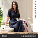 歌力思（ELLASSAY）【博主同款】25春夏新款釘珠復古松弛襯衫連衣裙女EWE361Y01200 藏藍色 M