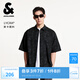 杰克·瓊斯（JACK&JONES）男裝夏季新款BSQ聯(lián)名百搭衣身涂鴉寬松短袖翻領襯衫225204002 E40黑色 M
