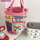 葉余可愛(ài)插畫(huà)水桶手提韓風(fēng)少女心媽咪便當袋上班小拎包童趣涂鴉帆布包 番茄商店