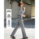 德瑪納【淡人運動(dòng)套裝】秋季韓風(fēng)立領(lǐng)長(cháng)袖上衣松緊腰拼接長(cháng)褲女式兩件套