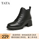 他她（TATA）冬商場(chǎng)同款百搭牛皮休閑馬丁靴女靴新款7BU53DD3 黑色（單里） 39