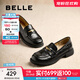 百麗（Belle）海鷗米色樂(lè )福鞋女皺皮商場(chǎng)同款通勤百搭鞋D7D1DAA5 黑色 38 (240mm)