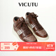 威可多（VICUTU）男士休閑鞋牛皮革舒適耐穿時(shí)尚拼色商務(wù)通勤百搭高幫休閑鞋男 棕色 41