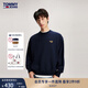 TOMMY JEANS秋冬男女復(fù)古金色鑲邊簽字體字母寬松美式圓領(lǐng)T恤衛(wèi)衣17784 深藍色C87 M