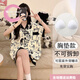 莫貝海（mobeihai）冰絲睡衣女夏季三件套裝短袖長(cháng)褲2026新款春可外穿大碼熊貓家居服 帶胸墊黑白貓貓兩件套 M 80-90斤