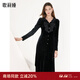 歌莉婭（GOELIA）長(cháng)袖連衣裙女新款設計感氣質(zhì)蝴蝶結絲絨小黑裙子1B1R4H150 00B黑色 XL -