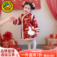 G.duck童裝漢服女童加絨拜年服秋冬女寶寶表演衣服中國風(fēng)兒童旗袍過(guò)年服 紅色 140 （建議身高130cm 10-11歲）cm