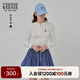Teenie Weenie小熊長(cháng)袖T恤女2025年春季新款半開(kāi)襟時(shí)尚亨利領(lǐng)鏤空打底衫