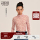 Teenie Weenie小熊女裝2025秋新款網(wǎng)紗長(cháng)袖T恤打底衫碎花上衣 粉色 M 165