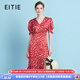愛(ài)特愛(ài)（EITIE）法式優(yōu)雅V領(lǐng)波點(diǎn)長(cháng)裙開(kāi)叉過(guò)膝泡泡袖連衣裙2025夏季新款B2507690 蒲粉66 L (165)