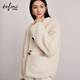 伊芙麗（eifini）伊芙麗100%綿羊毛學(xué)院風(fēng)牛角扣外套2025秋季新款 米白 S 85-110斤