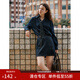 范思藍恩新復古回潮牛仔襯衫加半身裙套裝女秋裝2024新款長(cháng)袖襯衣短裙套裝 半裙 L