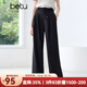 百圖betu女裝2025夏季新款休閑褲寬松遮肉通勤直筒西裝褲女褲2504X05 黑色 S