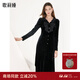 歌莉婭（GOELIA）長(cháng)袖連衣裙女新款設計感氣質(zhì)蝴蝶結絲絨小黑裙子1B1R4H150 00B黑色 XL -