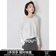 初語(yǔ)立體分割線(xiàn)長(cháng)袖T恤女2024年秋冬簡(jiǎn)約舒適打底衫上衣 米白色 L
