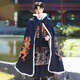 霆欣漢服斗篷加絨長(cháng)款保暖帶帽秋冬外套 黑藍色飛魚(yú)服+腰帶+護腕+斗篷 加厚 S