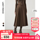 朗姿法式氣質(zhì)曠野美拉德百褶裙冬季新款顯瘦裙子職業(yè)中長(cháng)款半身裙女 駝色 XL