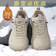 LINBUXAN大碼寬楦鞋男款冬季加絨一腳蹬男鞋加肥加寬跑步二棉寬頭運動(dòng)鞋45 卡其加絨款 45