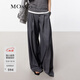 MO&Co.休閑褲含羊毛立體壓褶高腰百慕大闊腿褲挺括長(cháng)褲摩安珂 中花灰色 M 165