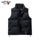 查爾斯桃心 冬季馬甲男加厚防寒立領(lǐng)潮牌無(wú)袖坎肩情侶純色棉衣外套 黑色 XL