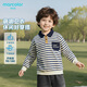 馬卡樂(lè )春秋新款嬰幼兒童翻領(lǐng)衛衣男女同款插肩條紋 藍色快門(mén)時(shí)刻 140