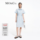 MO&Co.連衣裙夏解構斜側交叉收腰高腰挺括骨感襯衫裙摩安珂 愛(ài)麗斯藍色 S 160