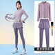 百思絨秋冬晨練跑步運動(dòng)套裝女長(cháng)袖修身速干外套高彈力健身運動(dòng)褲網(wǎng)球服