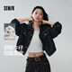 森馬（Semir）牛仔外套女春季短款翻領(lǐng)落肩寬松做舊2026工裝風(fēng)夾克109126108005