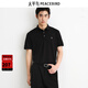 太平鳥(niǎo)男裝polo夏桑蠶絲修身短袖 B1COE2310 黑色1（修身） L
