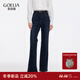 歌莉婭 冬季新品  加絨喇叭牛仔長(cháng)褲  1ECCCD110 75U牛仔藍 26