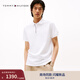 Tommy Hilfiger【涼感】25秋冬新款男裝絲光棉撞色門(mén)襟防曬運動(dòng)短袖T恤POLO 白色YBR M （推薦：135-150斤）