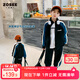 左西童裝男童運動(dòng)套裝2025新款秋裝外套褲子秋季兒童兩件套 黑色 160