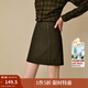 茵曼2025秋冬女裝新款復古高腰毛呢半身裙小個(gè)子A字顯瘦包臀短裙 冬梨綠 M