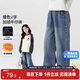 左西女童加絨褲子2025新款秋冬款兒童保暖牛仔褲女孩長(cháng)褲 牛仔色 160