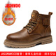 JASONWOOD品牌男鞋2025冬季新款男士真皮加絨高幫馬丁靴保暖棉鞋加厚雪地靴 棕色加絨【正品男鞋】 38 (240mm)