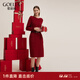歌莉婭新年紅品連衣裙紅色新品顯瘦氣質(zhì)一字領(lǐng)針織連衣裙  1C1C4G2N0 53R椒紅 XS