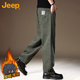 JEEP吉普休閑褲子男士秋冬季直筒寬松闊腿褲棉質(zhì)工裝褲子男 復古綠 XL