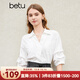 百圖betu女裝春新款襯衫復古高級感落肩五分袖小眾襯衫女2402T47 白色 L