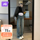 婧麒（JOYNCLEON）孕婦褲秋冬休閑外穿打底闊腿牛仔褲小個(gè)子 復古藍 L jyk26751