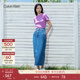 Calvin KleinJeans夏季女士美式潮流復古經(jīng)典ck雙后袋前開(kāi)叉牛仔長(cháng)裙半身裙 NA6-牛仔藍 XXS 25