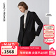 朗姿法式羊毛通勤職業(yè)西服外套新款黑色短款西裝正裝氣質(zhì)女高級感 黑色3 L