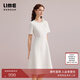 LIME萊茵福萊爾新款小香風(fēng)修身連衣裙夏季新款別致雙色裙 米白 均碼 L