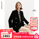 朗姿高級感時(shí)尚職業(yè)西裝外套復古雙排扣正肩絲絨西服冬季新款 黑色 M