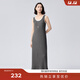 伊芙麗（eifini）伊芙麗撞色假兩件壓皺垂感休閑背心針織連衣裙女2024夏裝新款裙子 深灰 M 160/84A