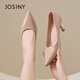 卓詩(shī)尼氣質(zhì)裸色高跟鞋女2026春季新款細跟尖頭顯瘦優(yōu)雅淺口單鞋女 裸色 37