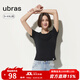 ubras親膚圓領(lǐng)短袖修身有型百搭休閑T恤女舒適透氣打底 黑色 M