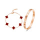 肅音四葉草五花手鏈手鐲一對女款紅玉髓輕奢小眾送閨蜜禮物 紅色四葉草手鏈