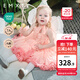 嫚熙（EMXEE）女童舒芙蕾tutu連衣裙甜美公主裙夏季禮服寶寶蓬蓬裙 蜜桃粉 90