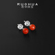 若華（RUOHUA）紅韻 5-6mm涼山南紅瑪瑙耳釘女S925銀高級感耳釘耳飾新年禮物 百搭通勤款